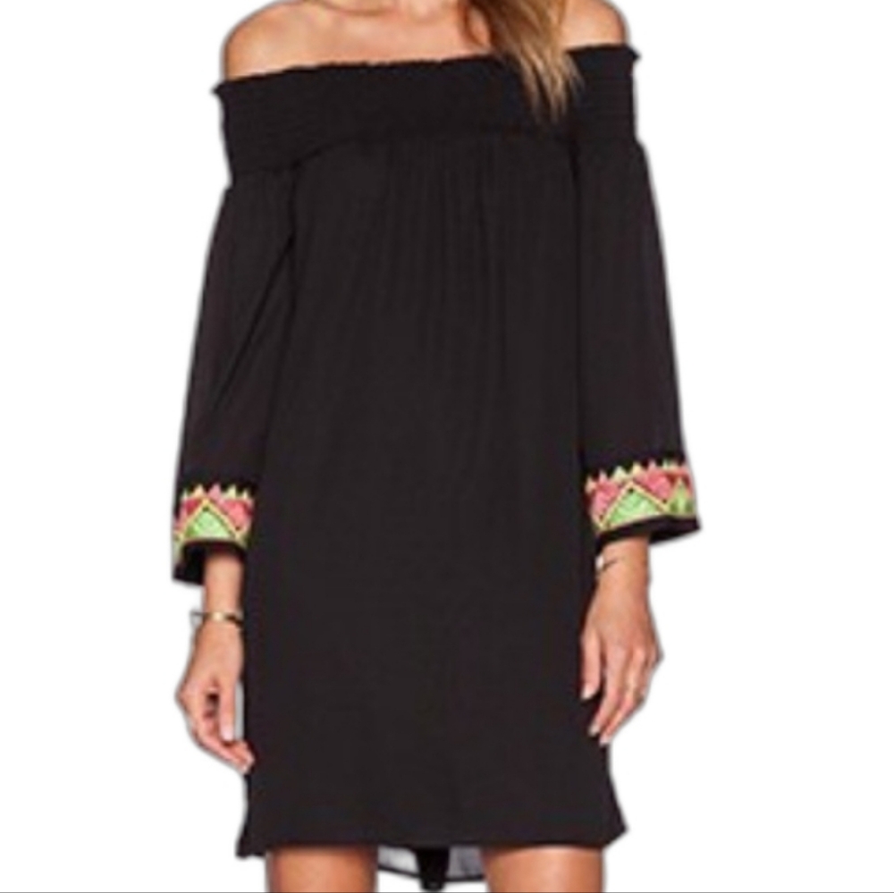 Vava by Joy Han Black Cold Shoulder Bell Sleeve Dress